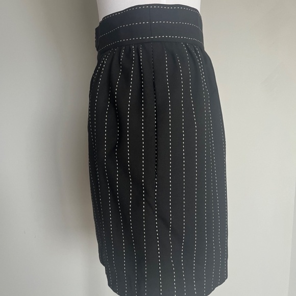 Alice + Olivia Employed Black White Wool Carrier Striped Mini Office Skirt - Picture 4 of 9